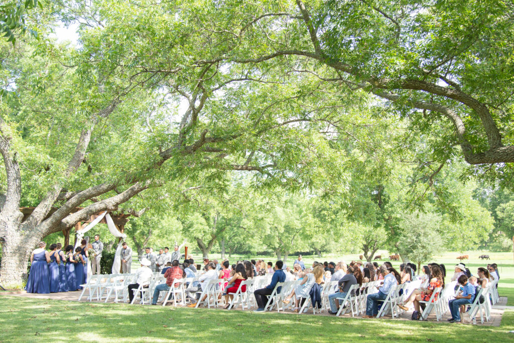 outdoor summer wedding at the Orchard in Azle, Texas.